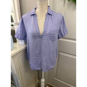 J Crew Size Small Lavender Linen short Sleeved Pullover Top EUC